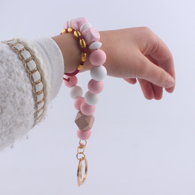 Wholesale Tassel Leather PU Silicone Beaded Wrist Keychains